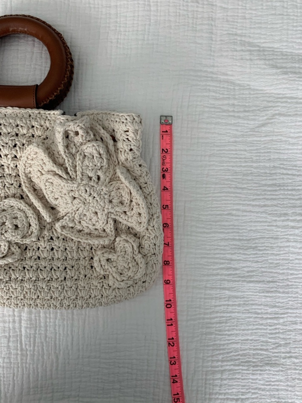 Patricia Nash Cream Crochet Tote with Brown Round Handles - Picture 6 of 9